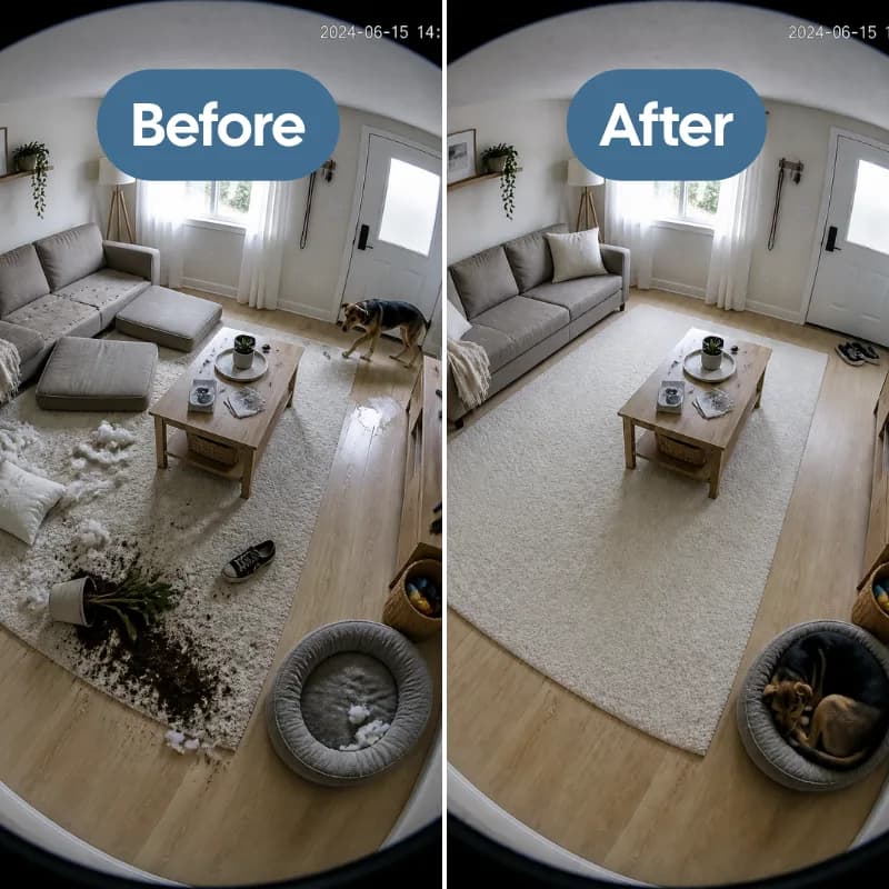 Before and after: a calmer dog on Wouflab Calming Chews