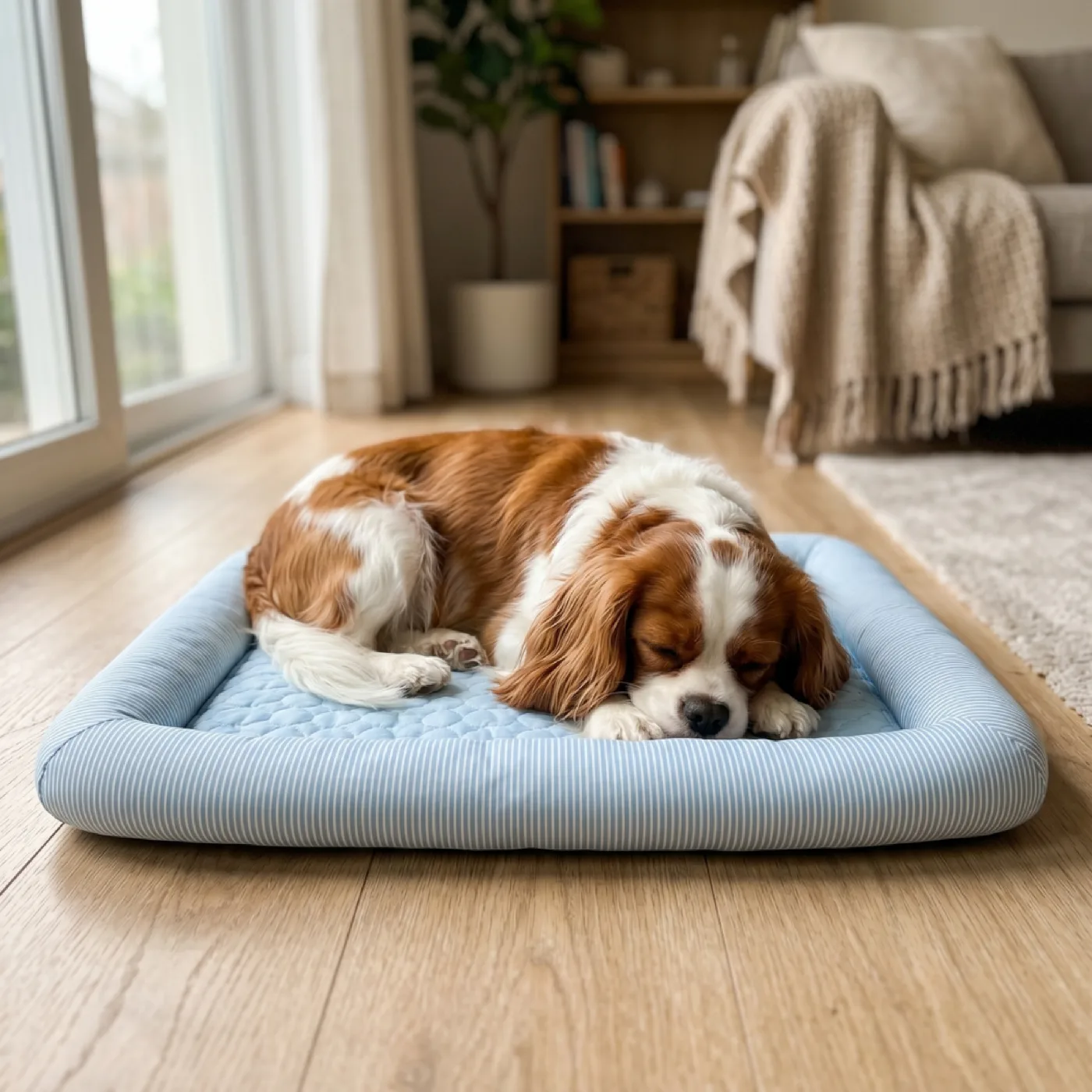 Dog relaxing and keeping cool in summer